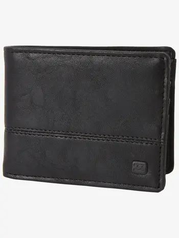 Billabong DIMENSION FAUX LEATHER BI-FOLD WALLET BLACK GRAIN
