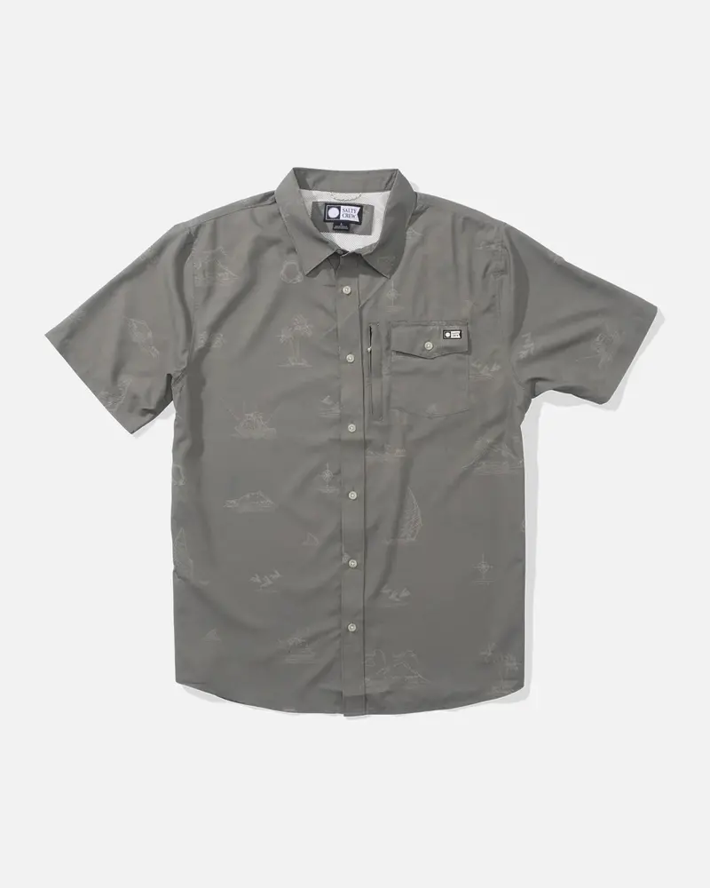 Salty crew HOMMES HELMSMAN UV BUTTON UP WOVEN OLIVE