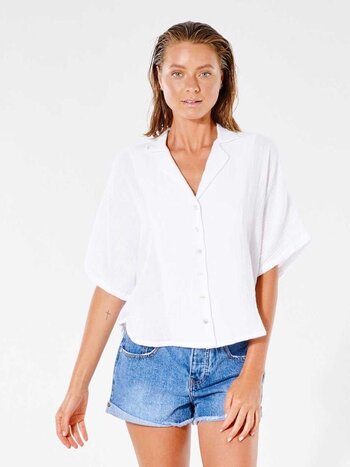 RIP CURL WOMEN'S PREMIUM SURF SHORT SLEEVE SHIRT WHITE