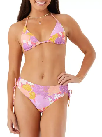 Roxy BELL BOTTTOM BLOOMS TIKI TRIANGLE BIKINI TOP LILAC MULTI