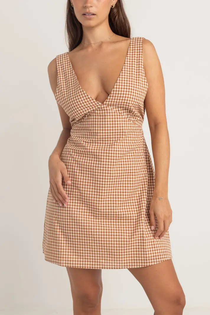 Rhythm LOLA CHECK MINI DRESS DUSTY PINK
