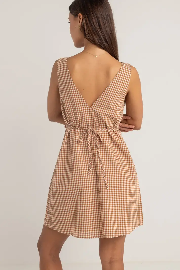 Rhythm LOLA CHECK MINI DRESS DUSTY PINK