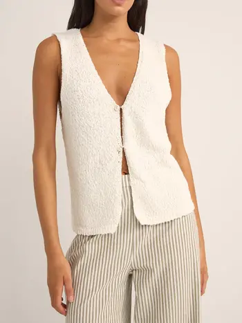 Rhythm ADELE LONGLINE KNIT VEST WHITE