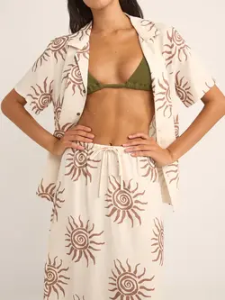 Rhythm WOMEN'S SEAFARER SHORT SLEEVE SHIRT BROWN