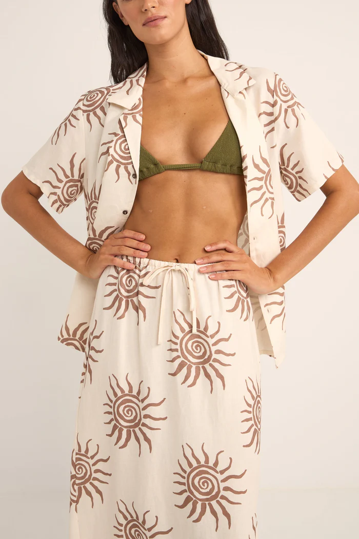 Rhythm WOMEN'S SEAFARER SHORT SLEEVE SHIRT BROWN