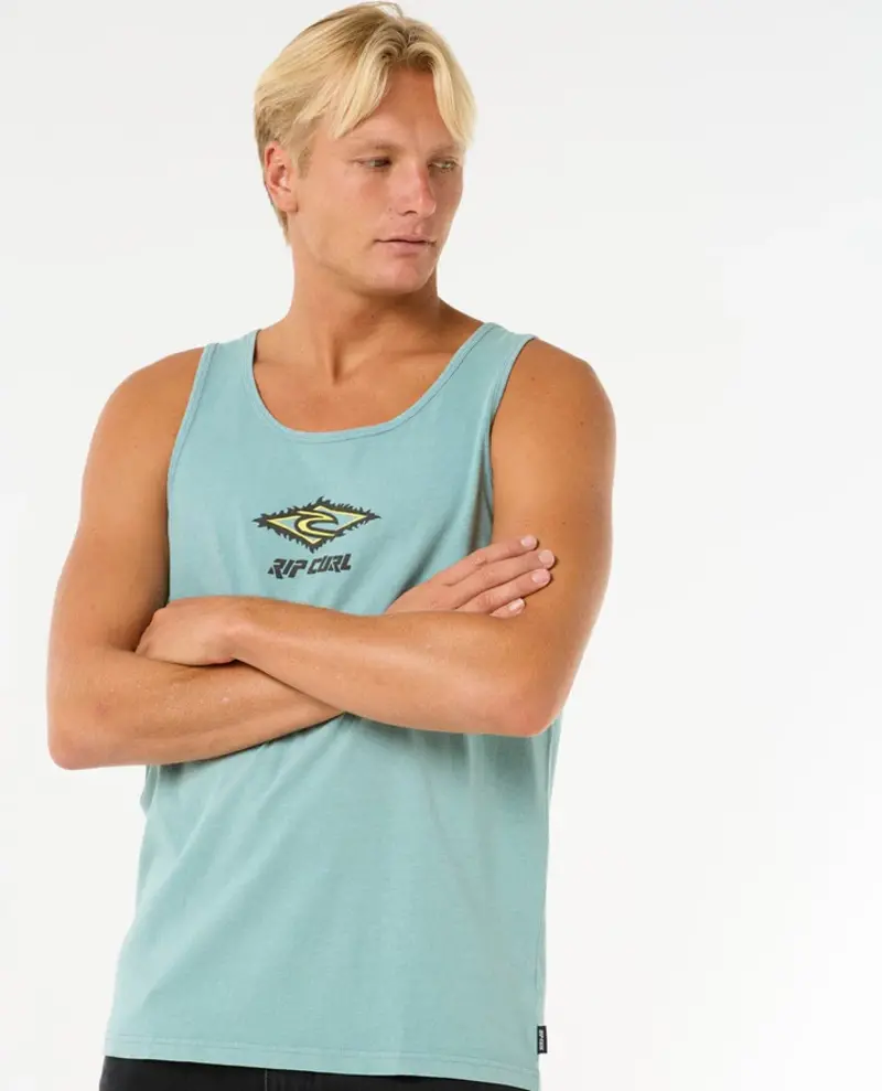 RIP CURL MEN'S RAW ENERGY SLOTH TANK TOP BLUE LAGOON