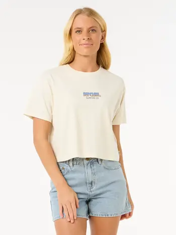 RIP CURL WOMEN'S SUN & SEA CROP T-SHIRT BONE