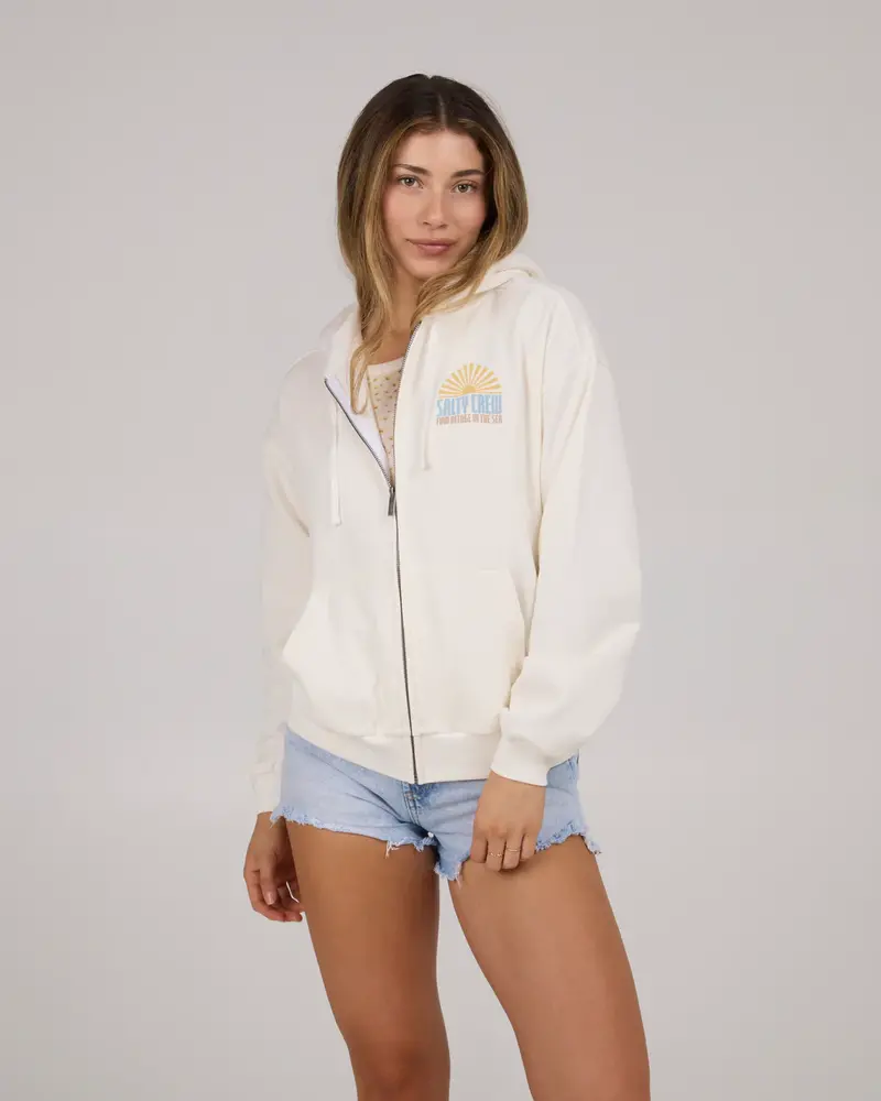 Salty crew FEMMES IN THE RAYS ZIP FLEECE HOODIE OFF WHITE