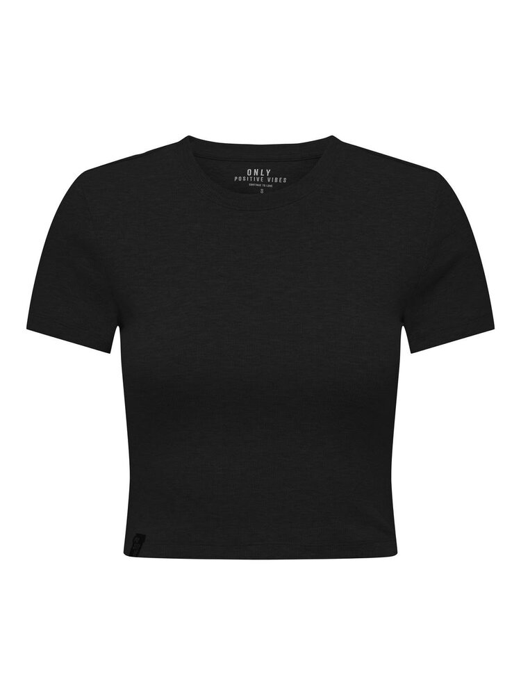 Only BETTY S/S O-NECK SHORT TOP BLACK