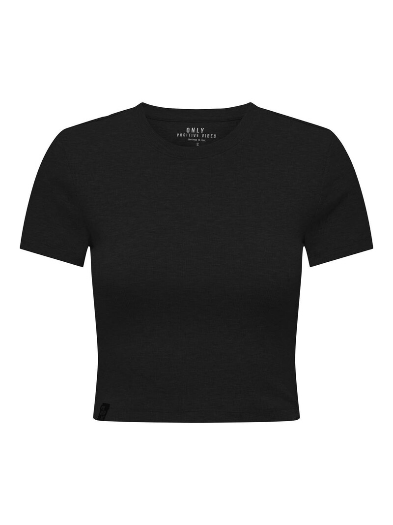 Only BETTY S/S O-NECK SHORT TOP BLACK