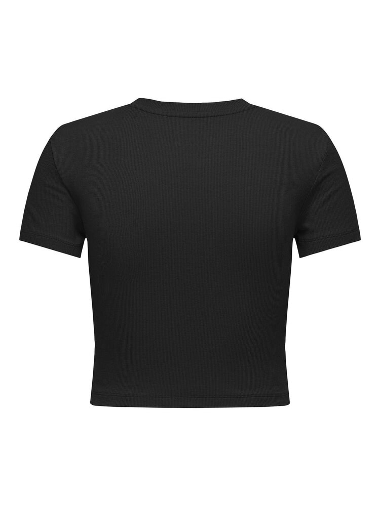 Only BETTY S/S O-NECK SHORT TOP BLACK