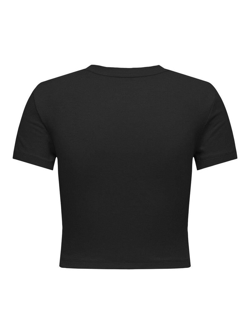 Only BETTY S/S O-NECK SHORT TOP BLACK