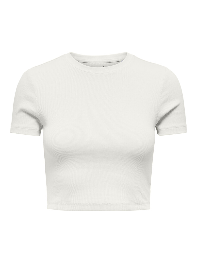 Only WOMEN'S BETTY S/S O-NECK SHORT TOP CLOUD DANCER