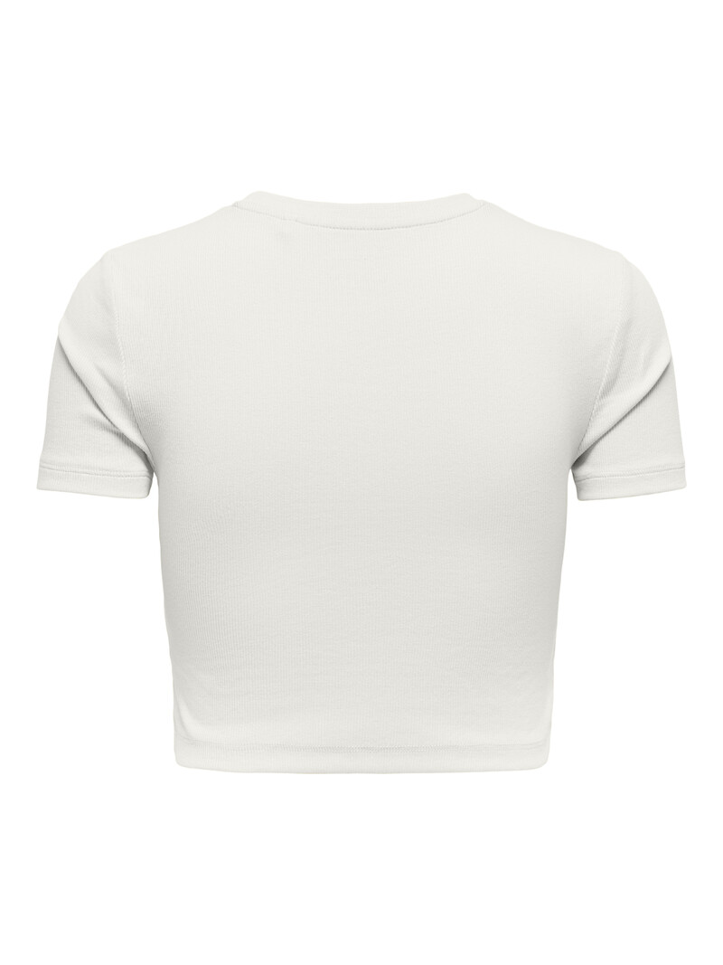 Only WOMEN'S BETTY S/S O-NECK SHORT TOP CLOUD DANCER