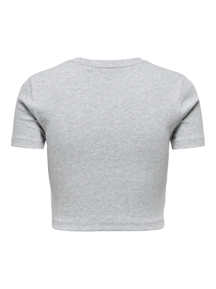 Only BETTY S/S O-NECK SHORT TOP LIGHT GREY MELANGE