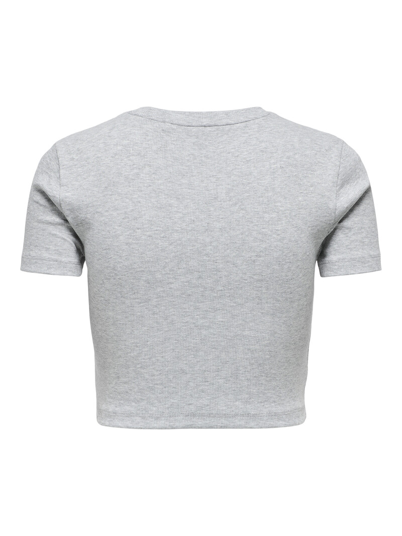 Only BETTY S/S O-NECK SHORT TOP LIGHT GREY MELANGE