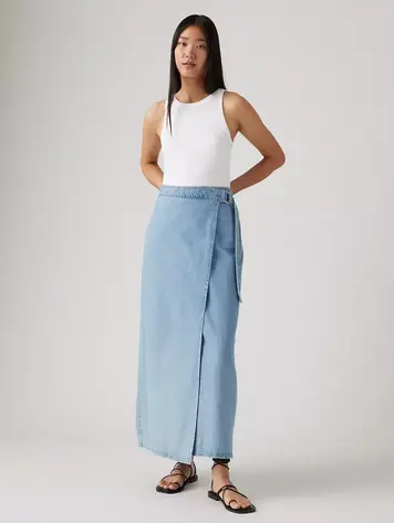 Levis WOMEN'S COLUMN WRAP SKIRT WRAPPED IN BLUE