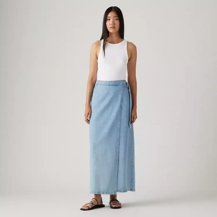 Levis WOMEN'S COLUMN WRAP SKIRT WRAPPED IN BLUE