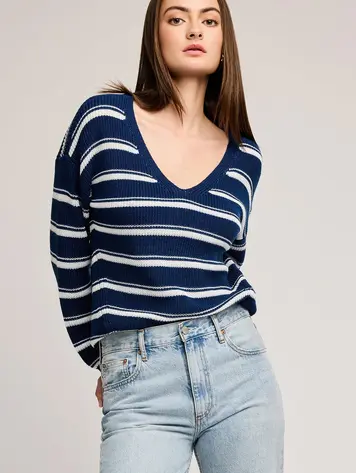 Gentle fawn WOMEN'S TUCKER PULLOVER SWEATER NAUTICAL STRIPE