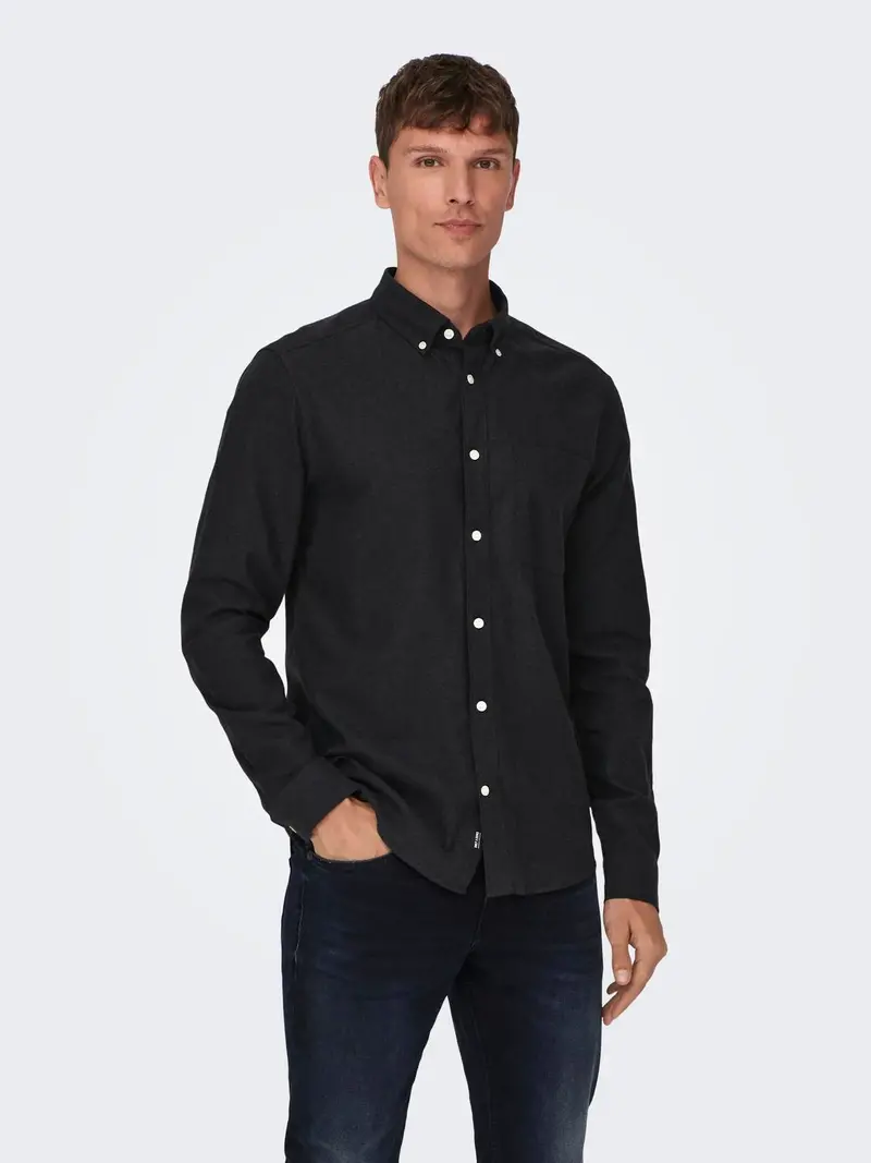 Only & Sons GUDMUND SLIM LS SHIRT BLACK