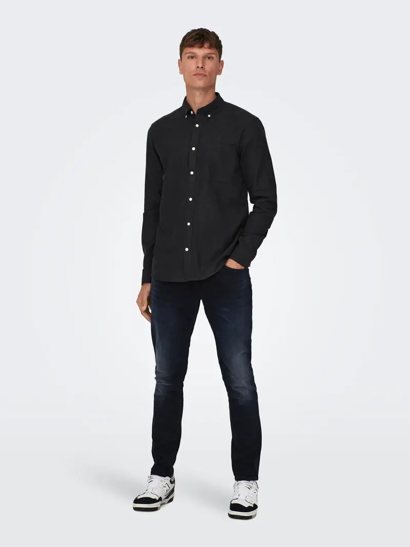 Only & Sons GUDMUND SLIM LS SHIRT BLACK