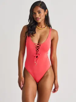 Everyday Sunday LACE-UP ONE-PIECE CONVERT STRAP HIGH REEF CORAL