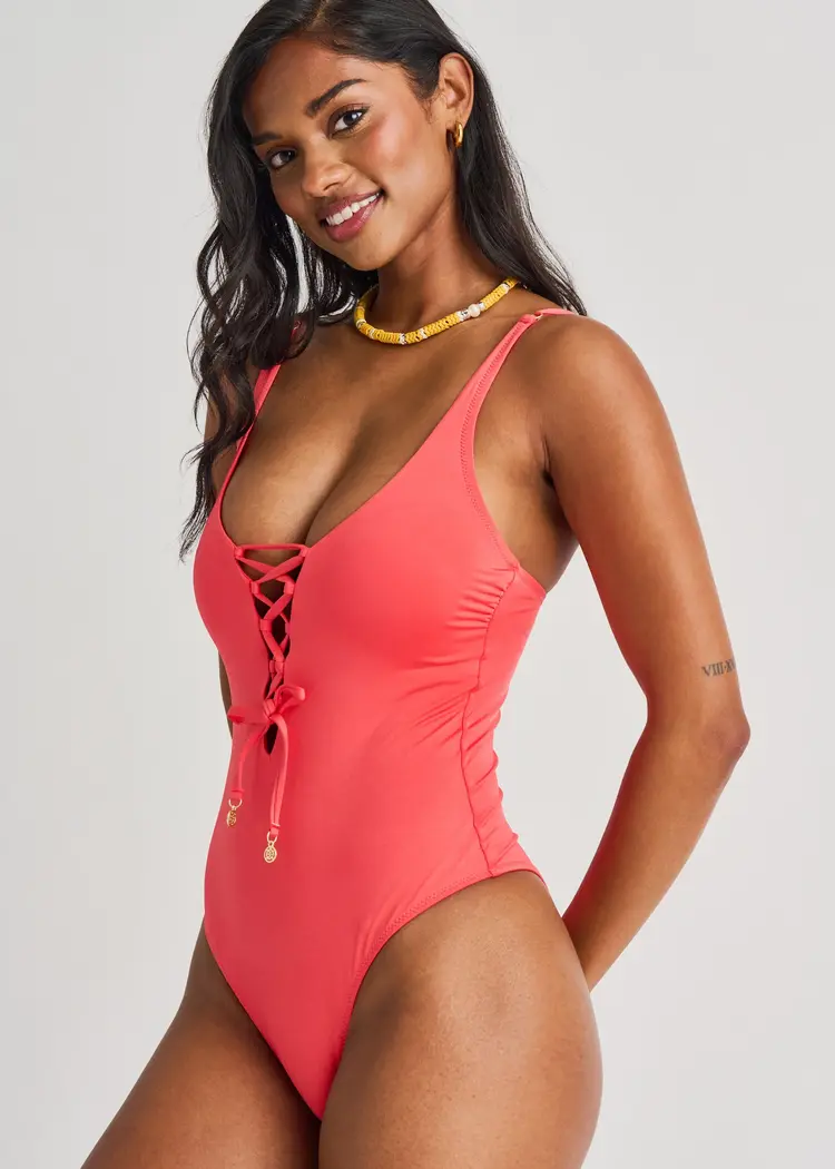 Everyday Sunday LACE-UP ONE-PIECE CONVERT STRAP HIGH REEF CORAL