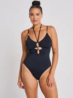 Everyday Sunday CUTOUT CAMI ONE-PIECE HIGH LEG BLACK