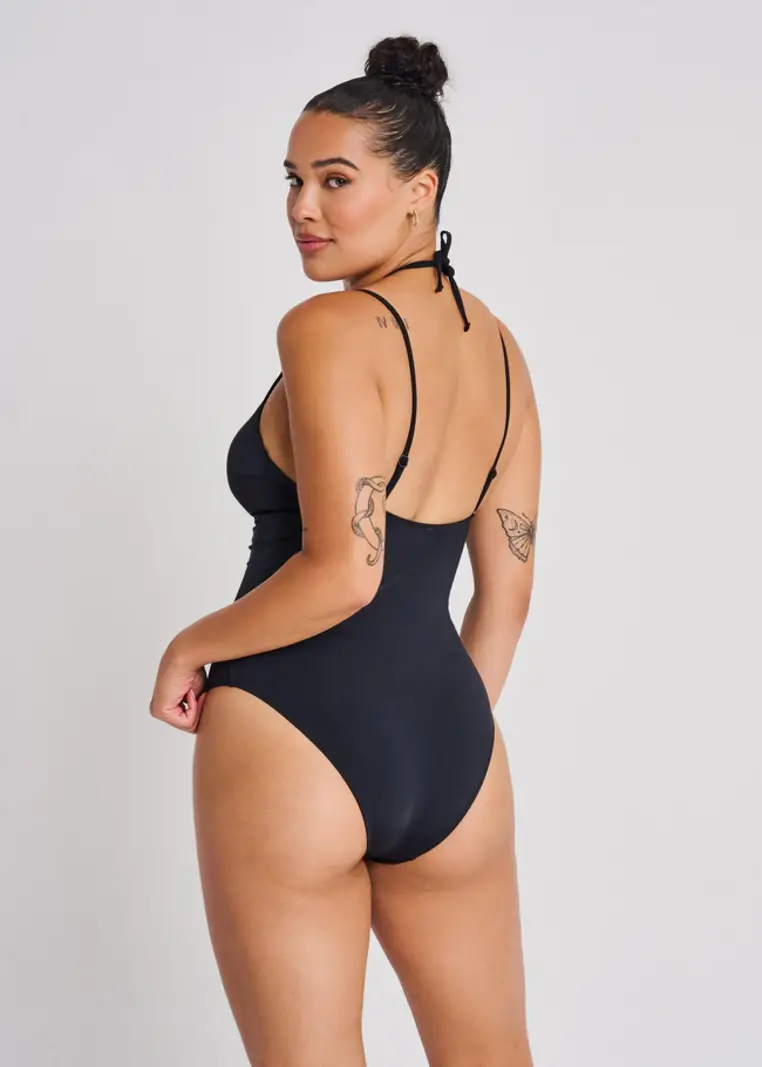 Everyday Sunday CUTOUT CAMI ONE-PIECE HIGH LEG BLACK