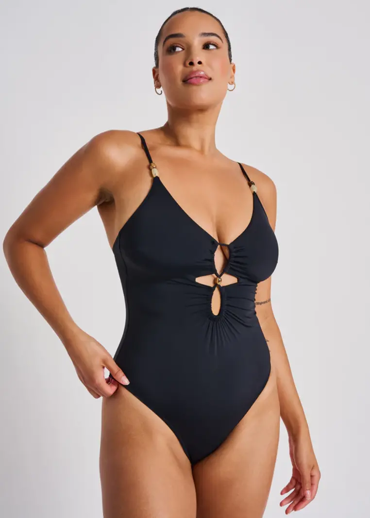 Everyday Sunday CUTOUT CAMI ONE-PIECE HIGH LEG BLACK