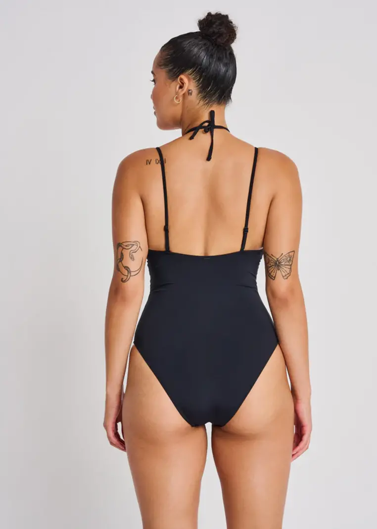 Everyday Sunday CUTOUT CAMI ONE-PIECE HIGH LEG BLACK