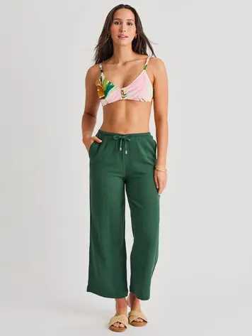 Everyday Sunday COTTON COVERT UP WIDE PANTS RAIN FOREST