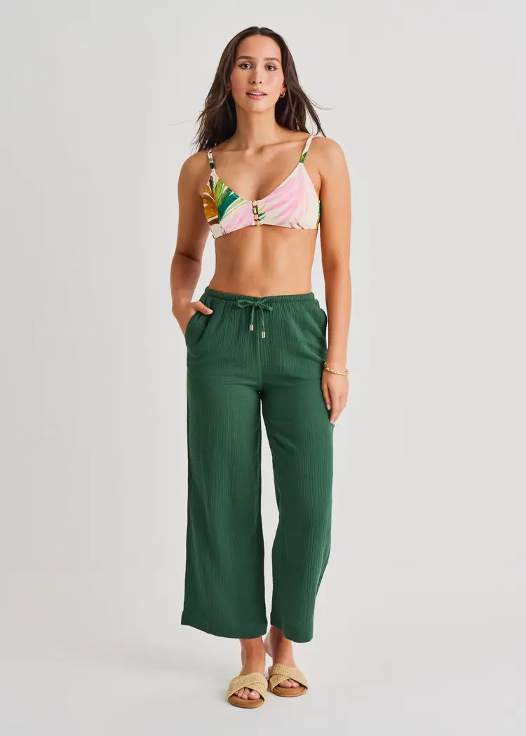 Everyday Sunday COTTON COVERT UP WIDE PANTS RAIN FOREST