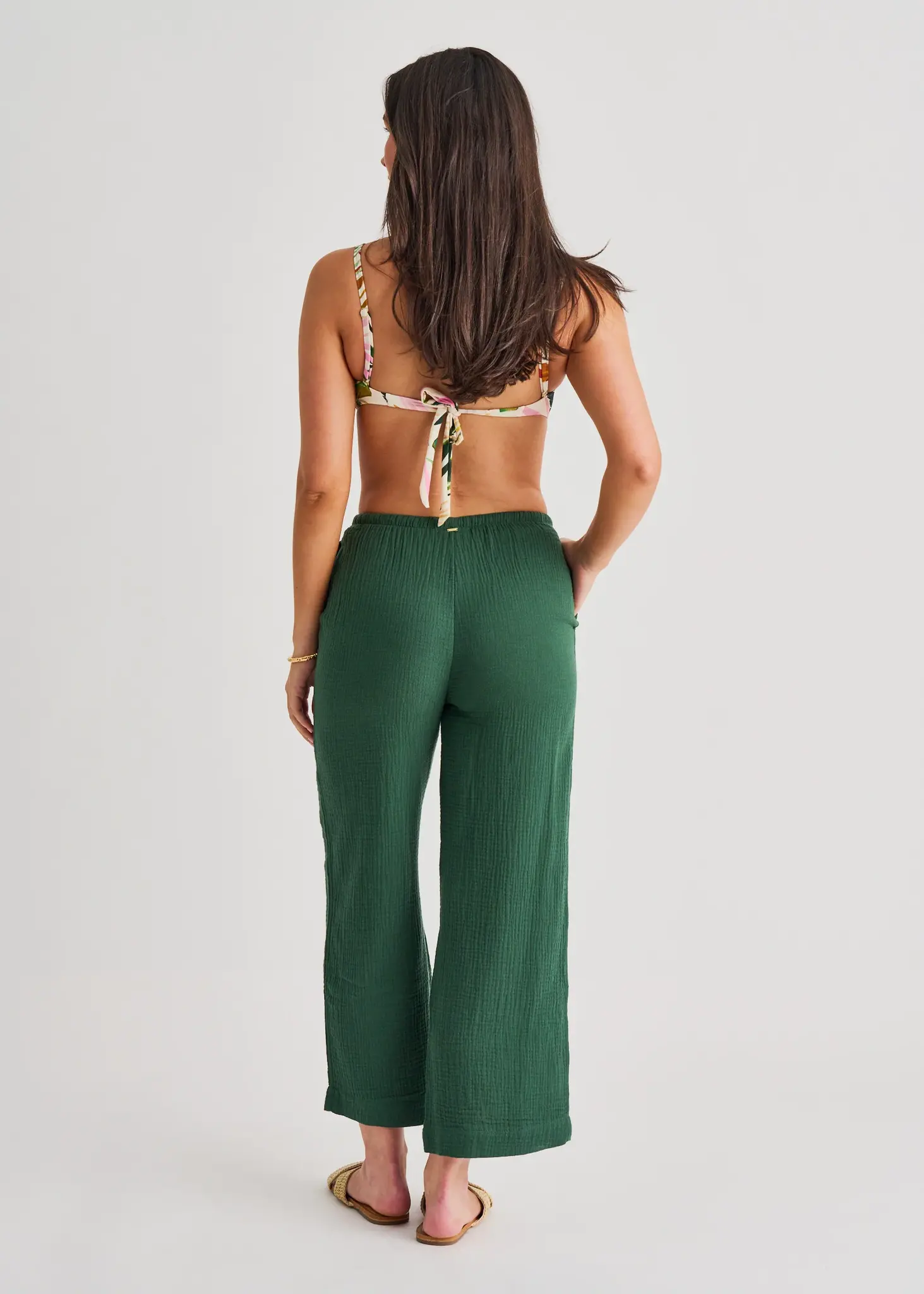 Everyday Sunday COTTON COVERT UP WIDE PANTS RAIN FOREST