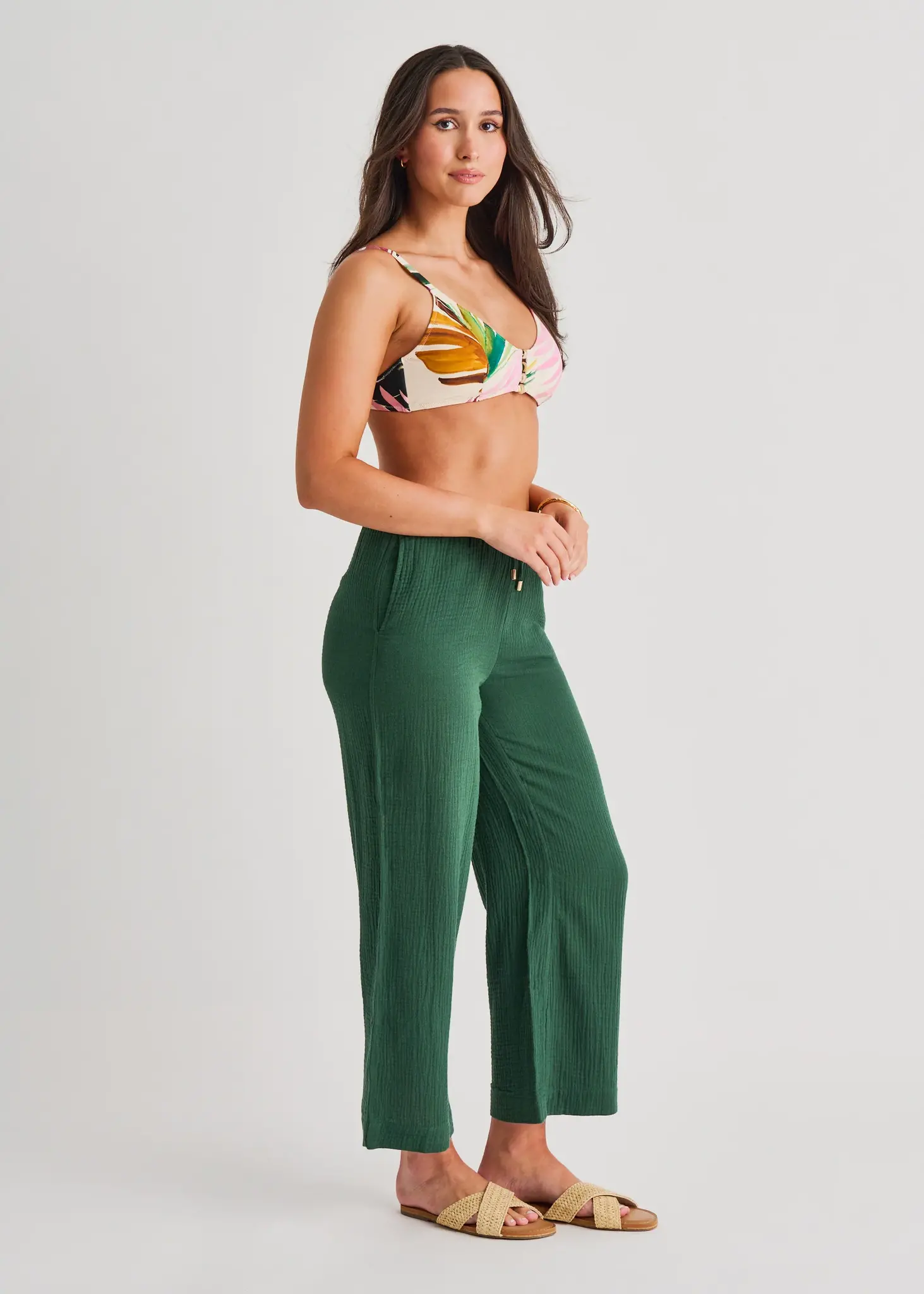 Everyday Sunday COTTON COVERT UP WIDE PANTS RAIN FOREST