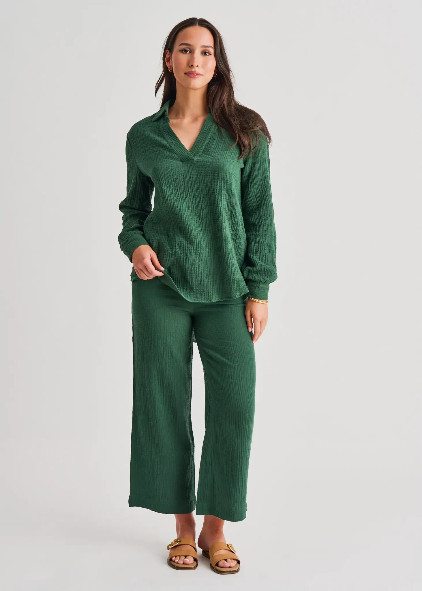 Everyday Sunday COTTON COVERT UP WIDE PANTS RAIN FOREST