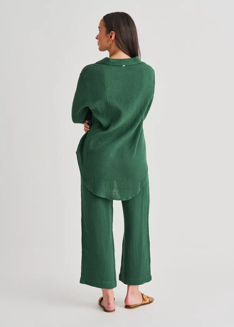 Everyday Sunday COTTON COVERT UP WIDE PANTS RAIN FOREST