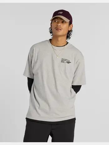 New Balance MEN'S NUMERIC SMALL LOGO JERSEY T-SHIRT ATHLETIC GREY