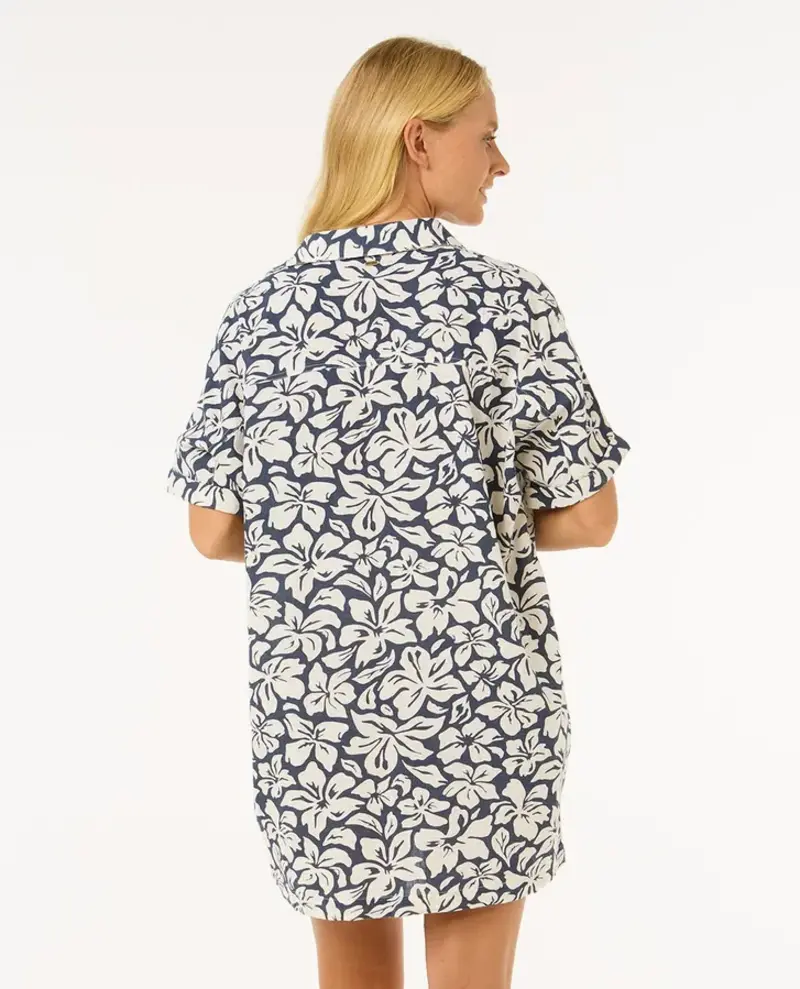 RIP CURL LAS DALIAS SHORT SLEEVE SHIRT DRESS NAVY