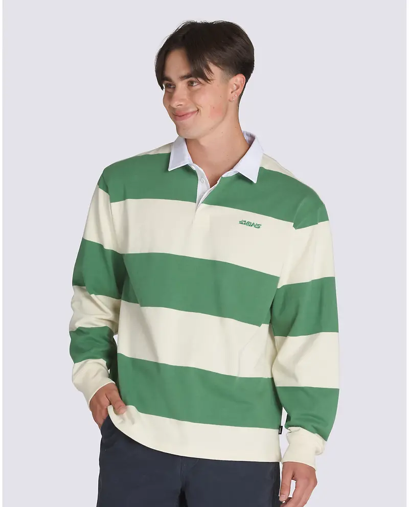 Vans MEN'S WARD STRIPE RUGBY KNIT SHIRT FAIRWAY/LEMON ICING