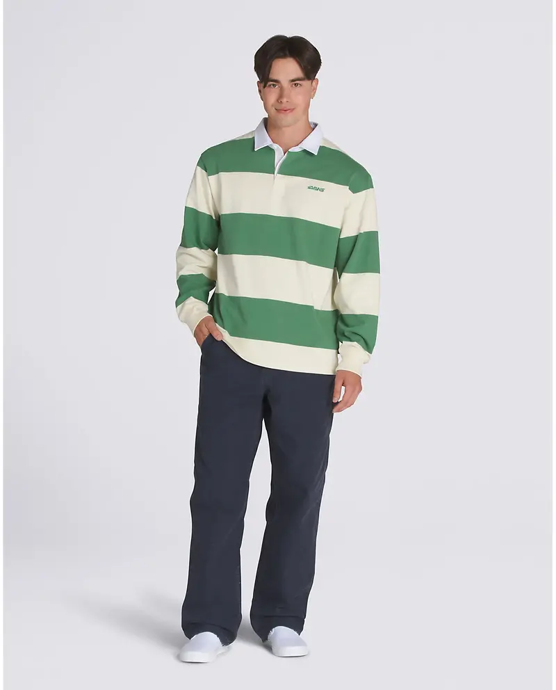 Vans MEN'S WARD STRIPE RUGBY KNIT SHIRT FAIRWAY/LEMON ICING