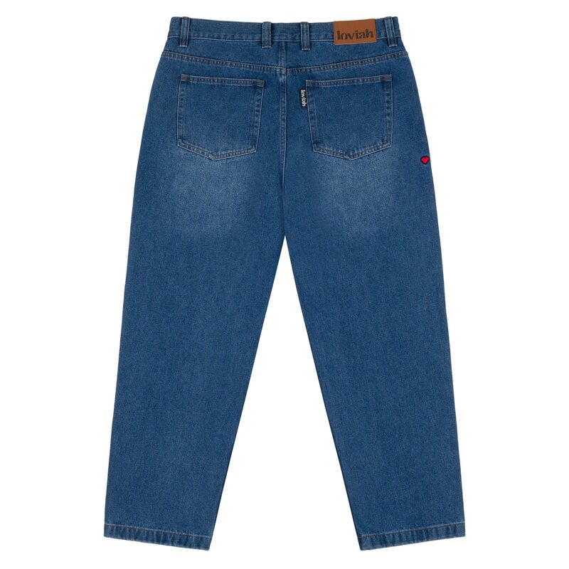 LOVIAH HOMMES OG BAGGY 5 POCKETS PANTS VINTAGE SAND BLAST INDIGO MEDIUM WASH