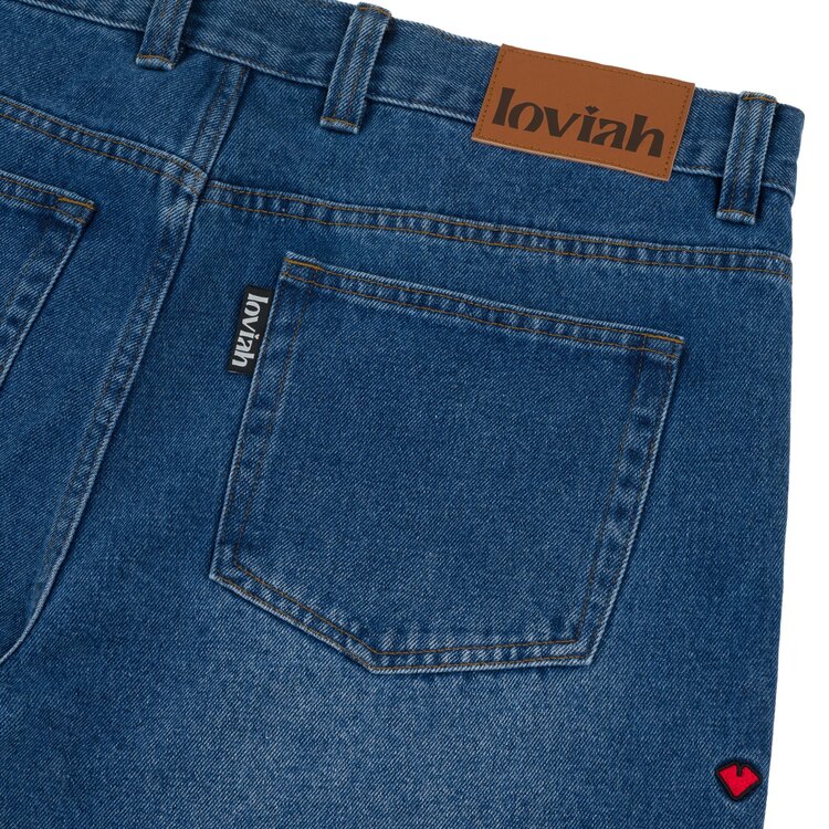 LOVIAH MEN'S OG BAGGY 5 POCKETS PANTS VINTAGE SAND BLAST INDIGO MEDIUM WASH