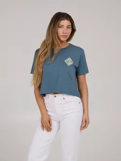 Salty crew FEMMES TIPPET FILL CROP TEE FIN BLUE