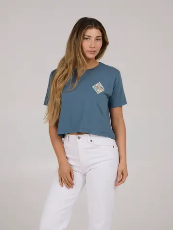 Salty crew WOMEN'S TIPPET FILL CROP TEE FIN BLUE