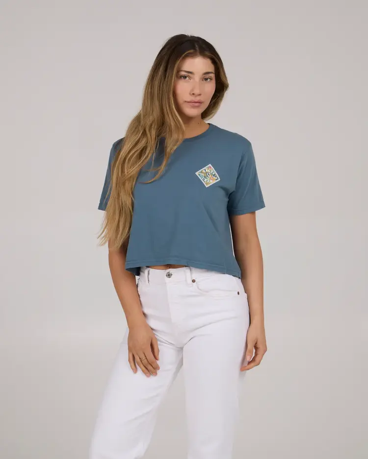 Salty crew FEMMES TIPPET FILL CROP TEE FIN BLUE
