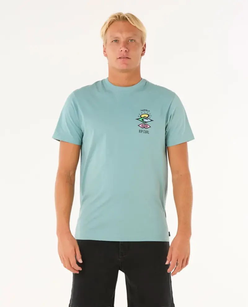RIP CURL HOMMES SEARCH ICON TEE BLUE LAGOON