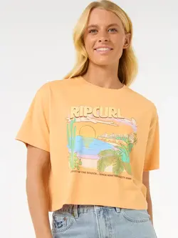 RIP CURL WOMEN'S LA PALOMA CROP TEE PASTEL ORANGE