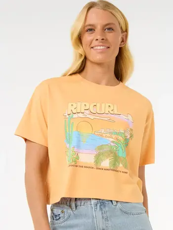 RIP CURL WOMEN'S LA PALOMA CROP TEE PASTEL ORANGE