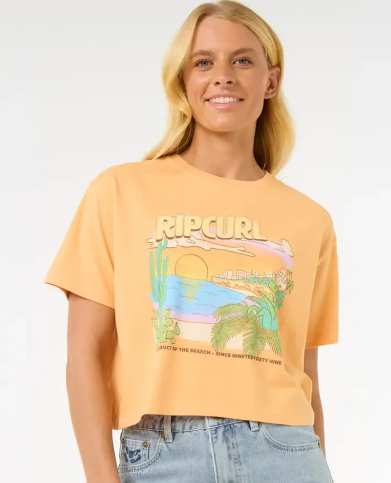 RIP CURL WOMEN'S LA PALOMA CROP TEE PASTEL ORANGE
